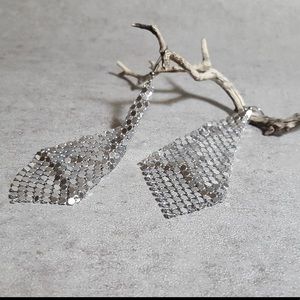 Metal silver mesh earrings